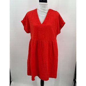 Universal Thread Orange V-Neck Gauze Cotton Dress Size Large